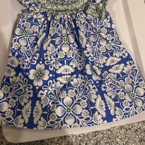 Blue Floral Smocked Kids Dress